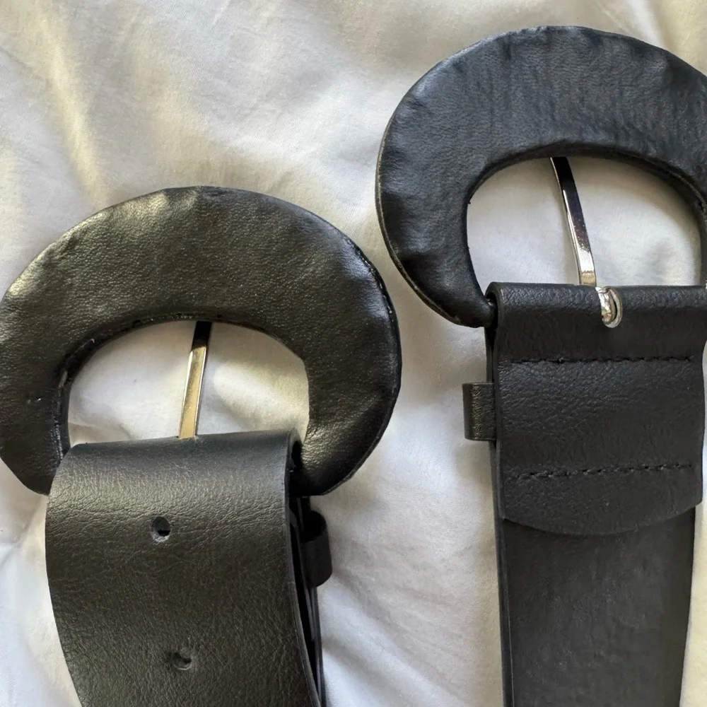 Zara Black Double Buckle Wide Belt‎
